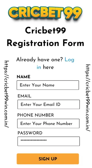 Cricbet99 registration Form